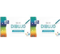 Oxford Bloc Dibujo Escolar A4+ Tapa Blanda/Contratapa rígida 20 Hojas 130gr Liso con 2 Taladros, con Espiral (Paquete de 2)