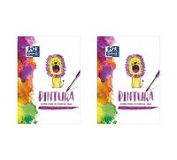 Oxford - Bloc pintura infantil A4, tapa blanda, contratapa rígida, 20 hojas encoladas, 180 gr (Paquete de 2)