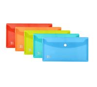 Oxford Bolsa para documentos DIN larga, plástico transparente, 5 colores, 5 unidades, azul, amarillo, naranja, rojo, verde