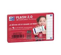 OXFORD Bristol flashcards 2.0 - Lote de 32 fichas (75 x 125 mm, A7, rayadas), color rojo