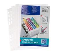 Oxford Brochure - Bolsillos de polipropileno, tamaño A5, perforado, transparente, grosor de 0,06 mm, 100 piezas