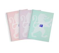 Oxford Campus - Cuaderno de espiral, colores pastel A4, pack de 3