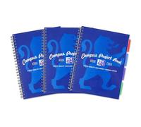 Oxford Campus Project Book - Paquete de 3 cuadernos de anillas (A4, 200 páginas), multicolor