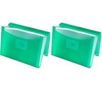 Oxford, Carpeta Clasificadora Acordeón A4+, Tapa Plástico Translúcido, 13 Bolsillos, Color Verde (Paquete de 2)