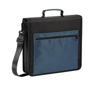 Oxford Carpeta con cremallera con bolsillos, anillos redondos de 3 pulgadas, asa y correa de hombro extraíble, archivo expandible de 5 pestañas, negro y azul marino (1006343)