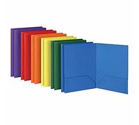 Oxford Carpetas de 2 bolsillos, cartera de plástico resistente, tamaño carta, colores surtidos, 2 de cada uno (azul, verde, amarillo, naranja, rojo, morado), paquete de 12 (14188)