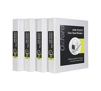 Oxford Carpetas de 3 anillas, anillos en D de 1.5 pulgadas de fácil apertura, cubiertas de carpeta de vista de 3 lados, bisagra Xtralife, antiadherente, sin PVC, blanco, capacidad de 375 hojas,