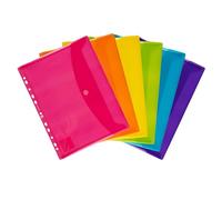 Oxford Carpetas de documentos A4, con cierre de velcro, varios colores, 6 unidades