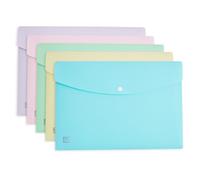 Oxford Carteras de plástico para documentos A4, colores pastel surtidos, paquete de 5
