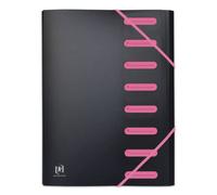 OXFORD - Clasificador extensible (8 compartimentos), diseño de estudiantes, A4, color negro y rosa