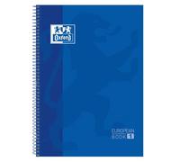 Oxford Classic, Cuaderno A4+, Europeanbook 1, tapa extradura, espiral, cuadrículada 5X5, 80 hojas, color Azul Marino