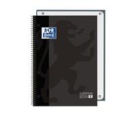 Oxford Classic, Cuaderno A4+, Europeanbook 1, tapa extradura, espiral, cuadrículada 5X5, 80 hojas, color negro