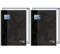 Oxford Classic, Cuaderno A4+, Europeanbook 1, tapa extradura, espiral, cuadrículada 5X5, 80 hojas, color negro (Paquete de 2)