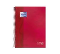 Oxford Classic, Cuaderno A4+, Europeanbook 1, tapa extradura, espiral, cuadrículada 5X5, 80 hojas, color Rojo