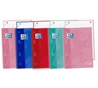 Oxford Classic, Cuaderno A5 (14.8 x 21 cm) Europeanbook-1, Tapa Extradura, 80 Hojas Microperforadas, Cuadrícula 5x5, Paquete 5 unidades, Colores surtidos