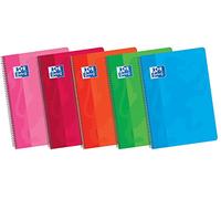 Oxford Classic, Cuadernos A5, Pack de 5, Tapa Blanda, Cuadrícula 4x4, Colores surtidos