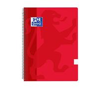 Oxford Classic - Pack de 5 cuadernos, tapa plástico, color rojo