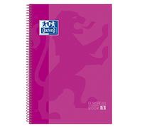 Oxford Classic - Pack de 5 Europeanbook-1 espiral, tapa extradura, A4+, cuadricula 5x5, fucsia