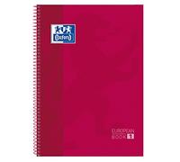 Cuaderno Oxford Espiral Microperforado Tapa dura A4 80F Cuadros Rojo