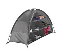 Oxford Cloth Storage Rack 30lbs Load Bearing Portable | 9 spacious shelves, holds 30lbs, ideal for shoes clothes gear, grey oxford cloth, camping essential