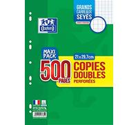 OXFORD Copias Dobles Grandes Azulejos Seyès 500 páginas blancas 90g bajo película. (Paquete de 6)