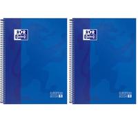 Oxford, Cuaderno A4, cuadricula 5x5, tapa extradura, microperforado, libreta A4 Europeanbook 1, color azul oscuro (Paquete de 2)
