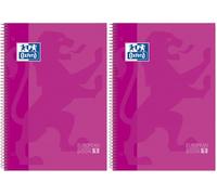 Oxford, Cuaderno A4, cuadricula 5x5, tapa extradura, microperforado, libreta A4 Europeanbook 1, color fucsia (Paquete de 2)