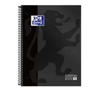 Oxford, Cuaderno A4, cuadricula 5x5, tapa extradura, microperforado, libreta A4 Europeanbook 1, color negro