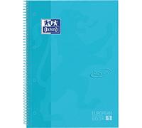 Oxford, Cuaderno A4, cuadrícula 5x5, tapa extradura, microperforado, libreta Europeanbook 1 touch, color azul pastel (Paquete de 5)