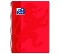 Oxford, Cuaderno A4 (Folio), cuadrícula 4x4, tapa plástico, color rojo