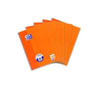 Oxford Cuaderno escolar (A4, en blanco, 80 hojas, 5 unidades), color naranja