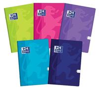 Oxford Cuaderno escolar Touch A5, 32 hojas, cuadriculado, paquete de 10 unidades, mezcla de colores