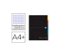 Oxford Cuaderno Espiral Folio Black'n Colors (100H) (Cuadricula 5mm) Tapa Extradura - Negro
