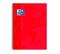 Oxford Cuaderno Espiral Folio Escolar Clásico (80H) (Cuadricula 4mm) Tapa Polipropileno - Rojo