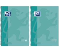 Oxford cuaderno Europeanbook 1, microperforado, tapa extradura, espiral, a4+, cuadrícula 5x5, color ice mint (Paquete de 2)