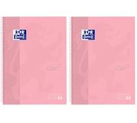 Oxford cuaderno Europeanbook 1 touch, microperforado, tapa extradura, espiral, a4+, cuadrícula 5x5, color flamingo pastel (Paquete de 2)