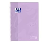 Oxford cuaderno Europeanbook 1 touch, microperforado, tapa extradura, espiral, a4+, cuadrícula 5x5, color malva pastel (Paquete de 6)
