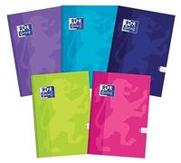 Oxford Cuaderno Touch Kladde A5, cuadriculado, 96 hojas, tapa dura, cuaderno para la escuela, diario, cuaderno a cuadros, lomo resistente, paquete de 5 unidades, mezcla de colores, 400175290