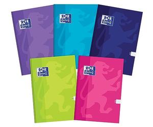 Oxford Cuaderno Touch Kladde A5, cuadriculado, 96 hojas, tapa dura, cuaderno para la escuela, diario, cuaderno a cuadros, lomo resistente, paquete de 5 unidades, mezcla de colores, 400175290