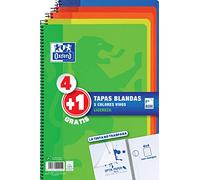 Pack 4+1 Cuadernos Folio(A4) Oxford, 400027271, Tapa Blanda, 80 Hojas cuadrícula 4x4, Surtido aleatorio vivos