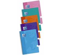 Oxford, Cuadernos A4 (Folio), Cuadrícula 4x4 Tapa Plástico, 80 Hojas. Pack 5 Libretas, Colores Surtidos Tendencia