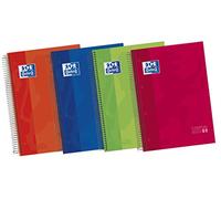 Oxford, Cuadernos A4+ Microperforados, Pack de 5 unidades, 120 Hojas, Tapa Extradura y Espiral, 5 bandas color, Hojas de 1 línea horizontal, Colores Surtidos.