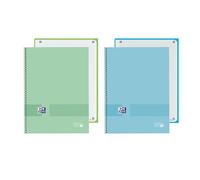 Oxford, Cuadernos A4, Pack 2 Libretas Microperforadas Europeanbook 1, Tapa Extradura Mate, Espiral, Cuadrícula 5x5, Color Ice Mint y Azul