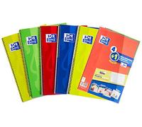 Cuadernos Espiral OXFORD Classic Write&Erase, Folio 80H Tapa Dura Cuadros 4 mm. Pack 4+1 Colores Vivos
