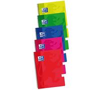 Oxford Cuadernos A4 , Tapa Plástico, 80 Hojas, Cuadrícula 4x4, Pack 5 unidades, Surtido colores vivos