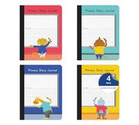 Oxford Cuadernos de composición primaria, diario de historias de escritura y dibujo para niños, preK, grados K-2, 100 hojas/200 páginas, 9 3/4 x 7 1/2, paquete de 4 (63784)