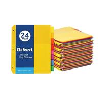 Oxford Divisores de plástico de 2 bolsillos, separadores de pestañas de corte de 8 pestañas de 1/8, pestañas grandes multicolor, tamaño carta, 24 juegos de 8 separadores (89613)