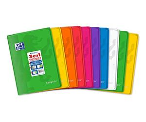 OXFORD EasyBook - Lote de 10 cuadernos grapados en formato A4 (21 x 29, 7 cm) 96 páginas grandes azulejos Seyès 90 g, colores surtidos