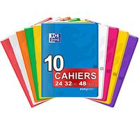 Oxford EasyBook - Lote de 10 cuadernos grapados grandes, 24 x 32 cm, 48 páginas grandes, cuadriculados, 90 g, colores surtidos