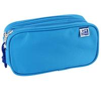 Oxford, Estuche Escolar 3 Compartimentos, Goma Elástica, 3 Cremalleras, Color Azul Turquesa